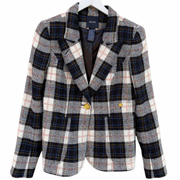 Smythe Patch Pocket Duchess Blazer in Black Ivory Plaid - Picture 7 of 12
